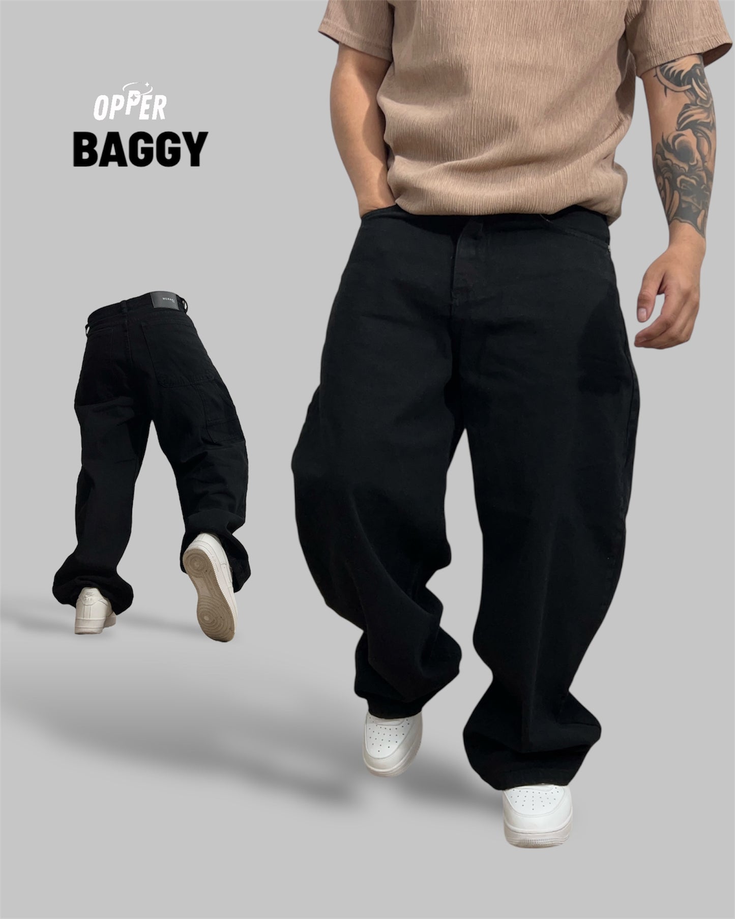 Baggy Jean Negro 100% algodón.
