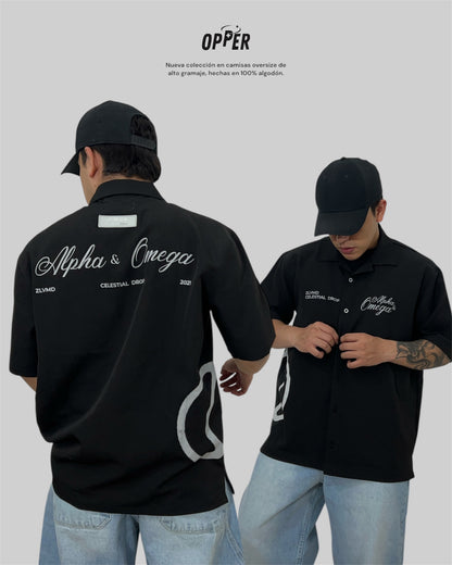 Camisas oversize de alto gramaje color negro nébula