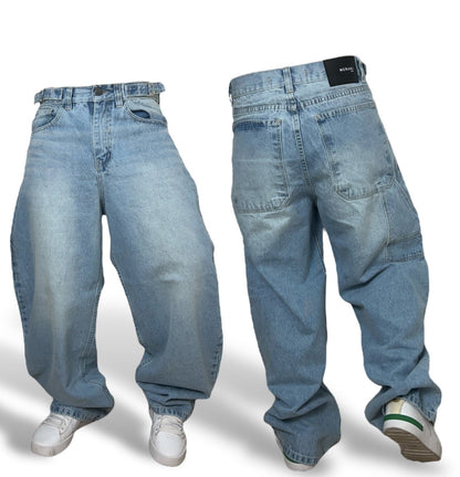 Baggy Jean Azul Hielo 100% algodón.