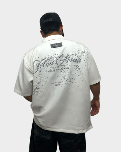 Camisa con piedreria en color blanco marfil