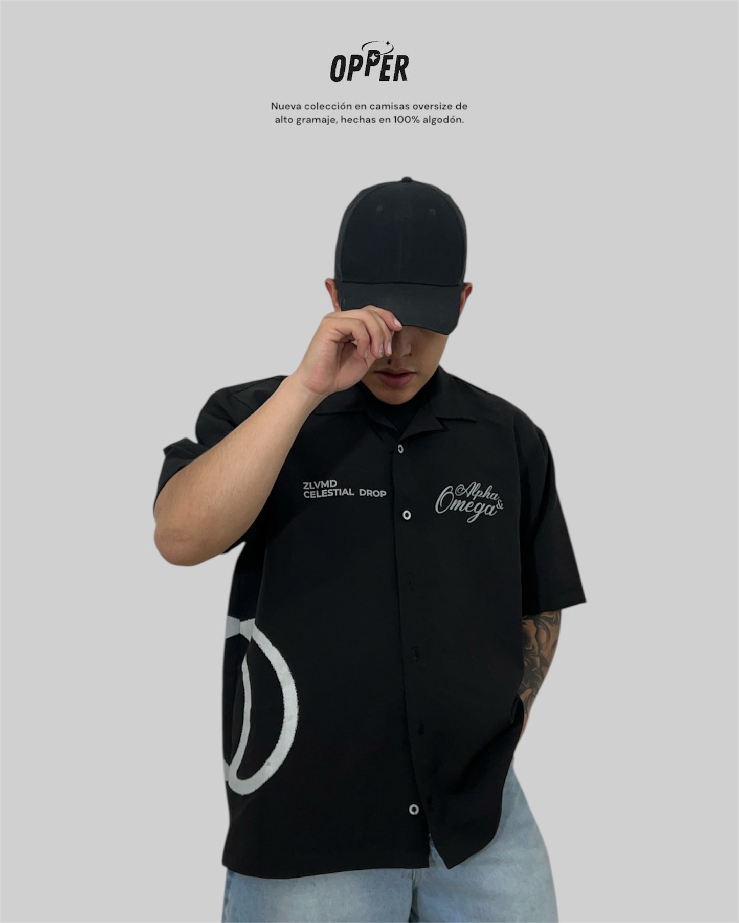 Camisas oversize de alto gramaje color negro nébula