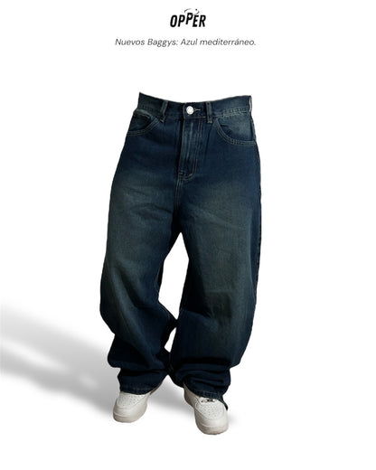 Jeans Baggy Azul mediterráneo en 100% algodón