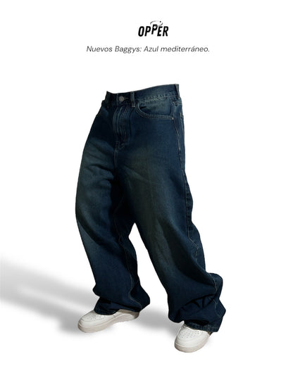 Jeans Baggy Azul mediterráneo en 100% algodón