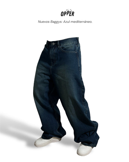 Jeans Baggy Azul mediterráneo en 100% algodón