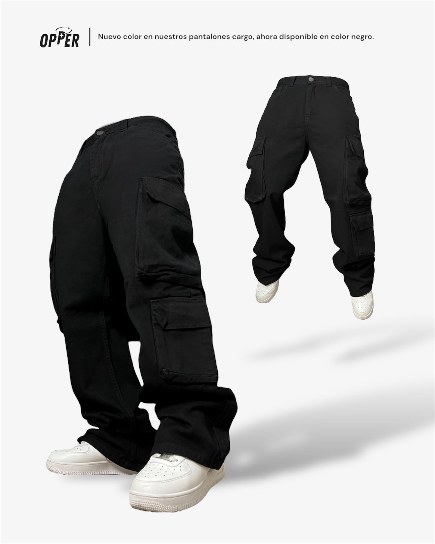 Cargo Jean Ringside color negro 100% algodón.