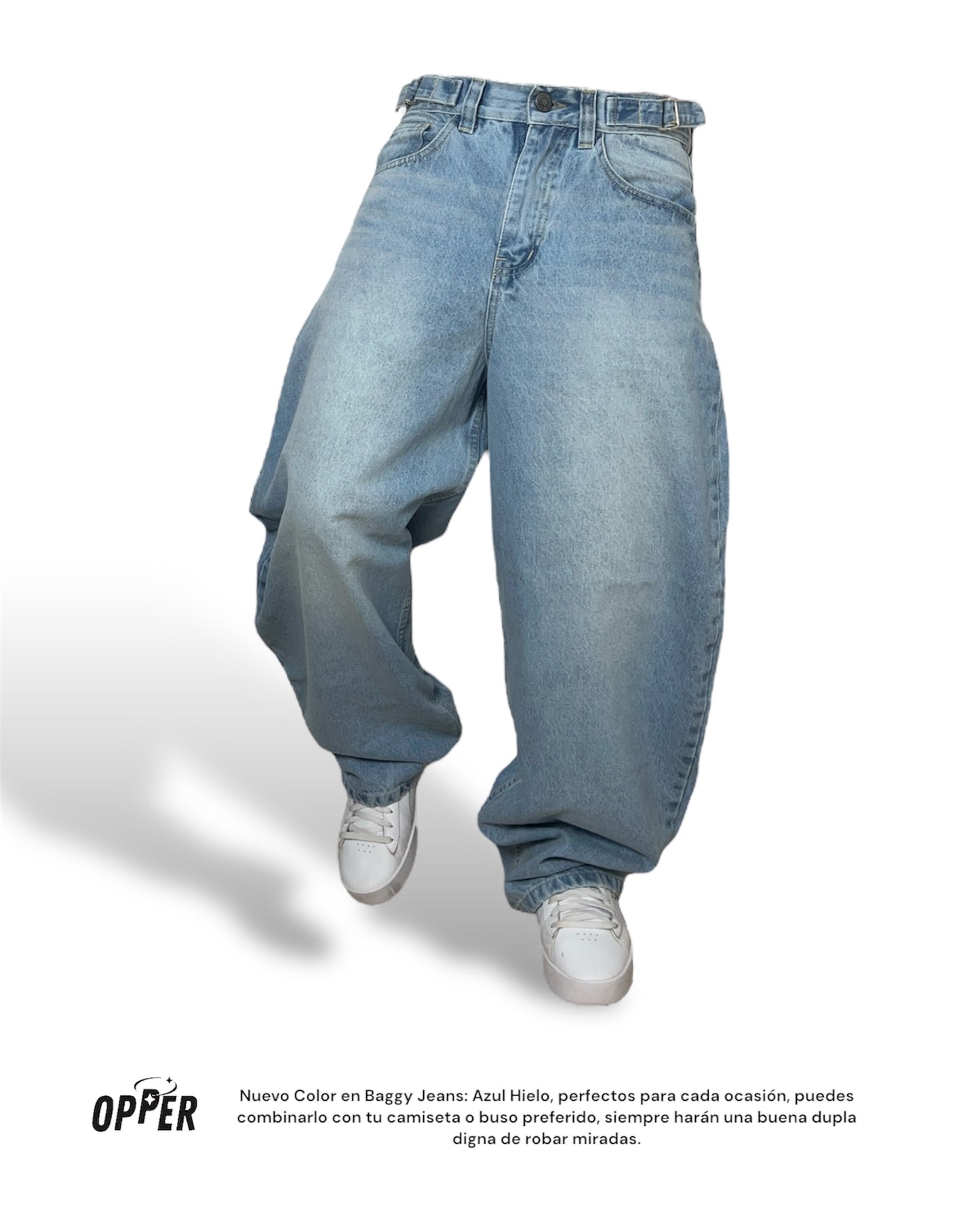 Baggy Jean Azul Hielo 100% algodón.