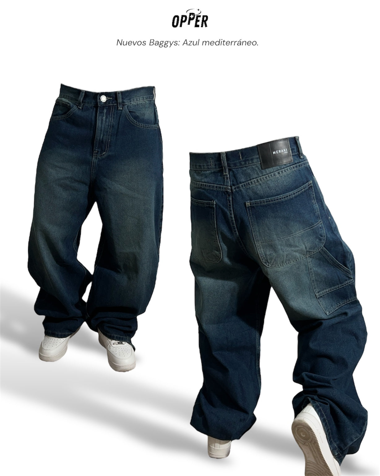 Jeans Baggy Azul mediterráneo en 100% algodón