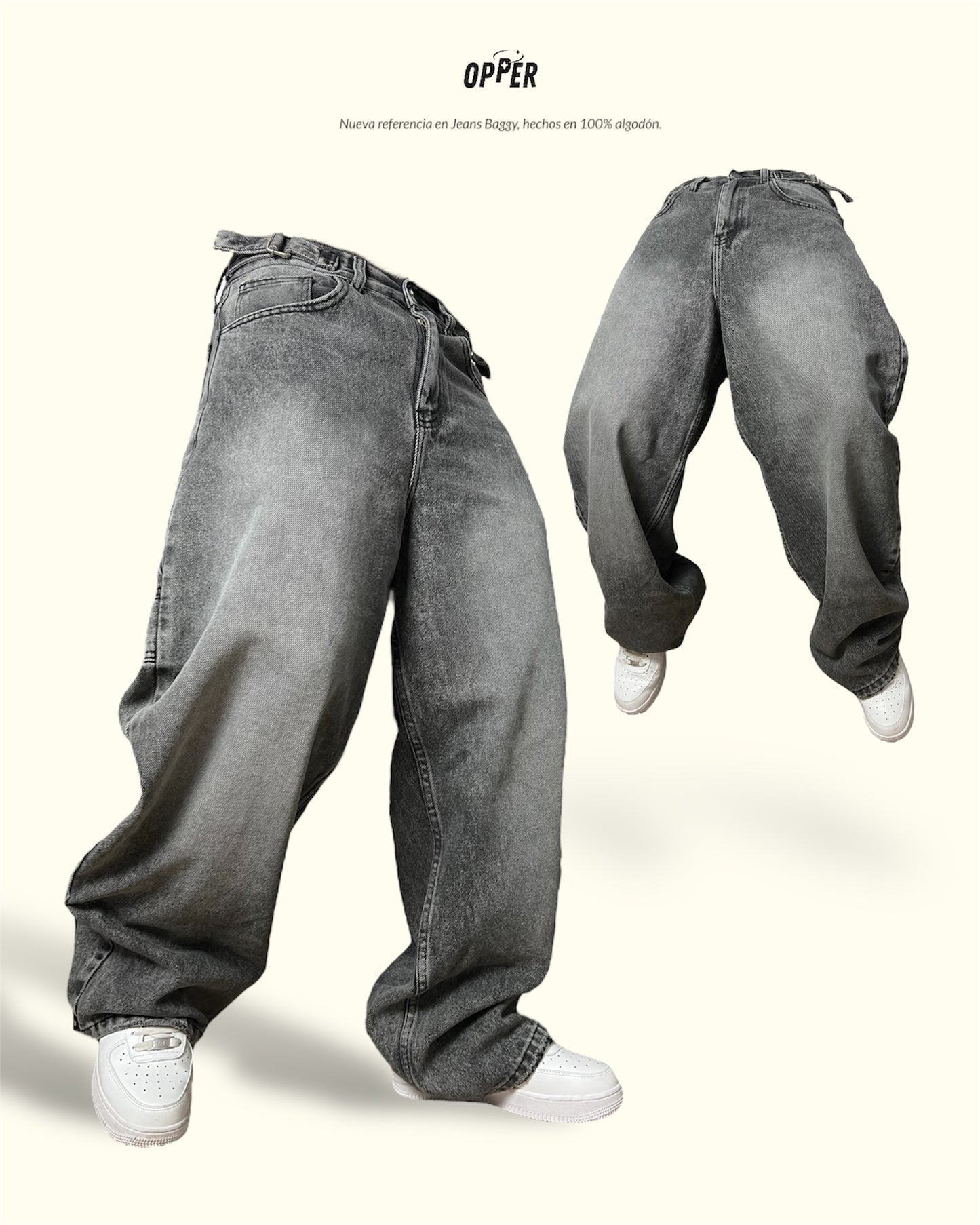 Baggy Jeans Griz ceniza 100% algodón
