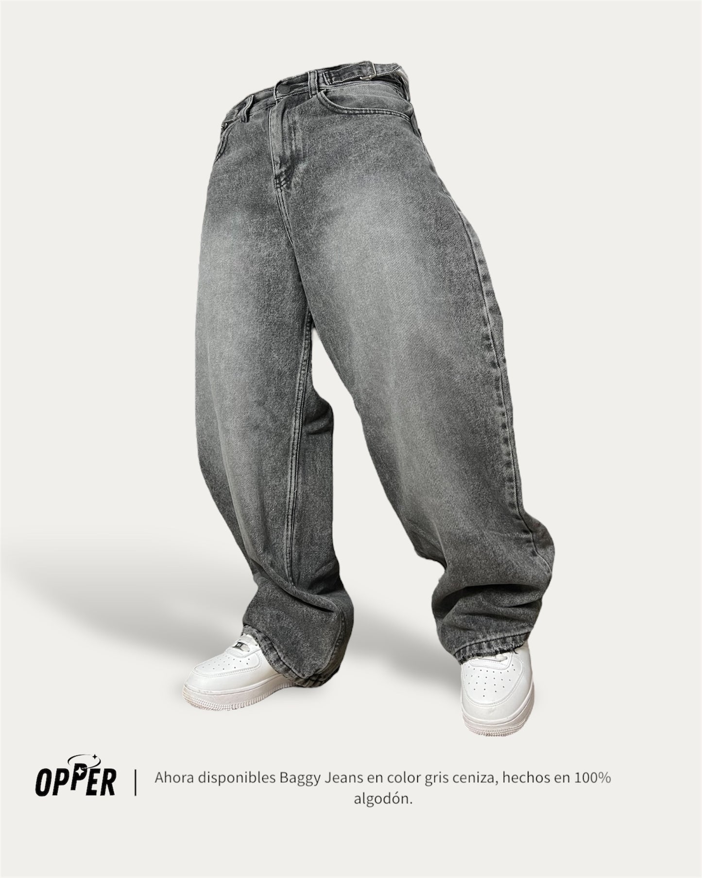 Baggy Jeans Griz ceniza 100% algodón
