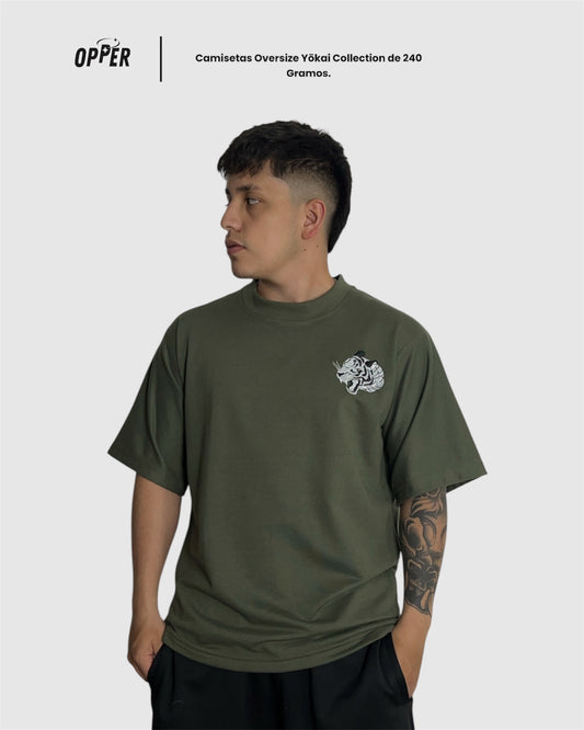 Camiseta oversize Yōkai Collection Verde Militar